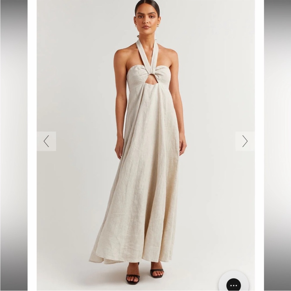 Verdes Natural Linen Maxi Dress